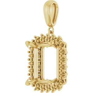 14K Yellow Gold 14x12 mm Emerald Pendant Mounting – image 4
