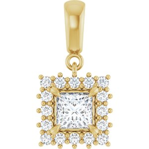 18K Yellow Gold 5x5 mm Square Pendant Mounting