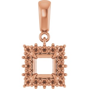 18K Rose Gold 5x5 mm Square Pendant Mounting – image 2