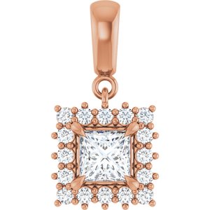 14K Rose Gold 5x5 mm Square Pendant Mounting
