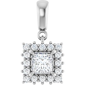 14Kx1 White Gold 5x5 mm Square Pendant Mounting