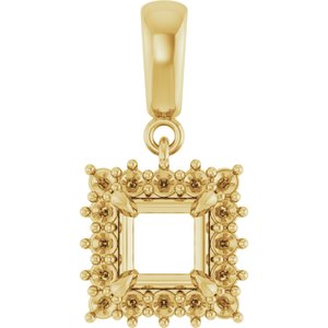14K Yellow Gold 5x5 mm Square Pendant Mounting – image 2