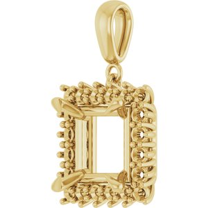 14K Yellow Gold 9x9 mm Square Pendant Mounting – image 4