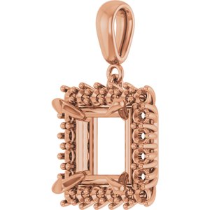 14K Rose Gold 9x9 mm Square Pendant Mounting – image 4