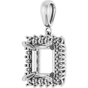 18K White Gold 9x9 mm Square Pendant Mounting – image 4