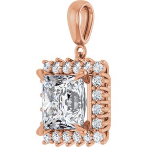 14K Rose Gold 9x9 mm Square Pendant Mounting – image 3