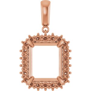 10K Rose Gold 14x12 mm Emerald Pendant Mounting – image 2