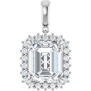 14Kx1 White Gold 14x12 mm Emerald Pendant Mounting
