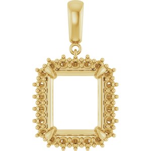 14K Yellow Gold 14x12 mm Emerald Pendant Mounting – image 2