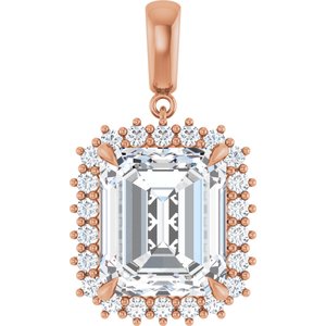 14K Rose Gold 14x12 mm Emerald Pendant Mounting