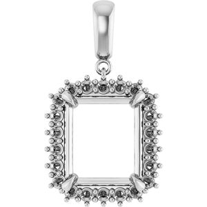 Platinum 14x12 mm Emerald Pendant Mounting – image 2