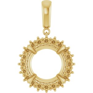 14K Yellow Gold 14 mm Round Pendant Mounting – image 2