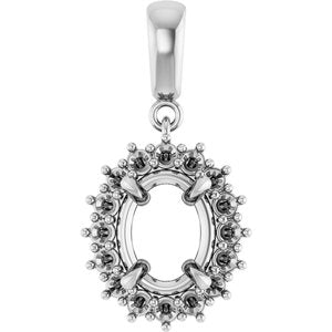 14K White Gold 9x7 mm Oval Pendant Mounting – image 2