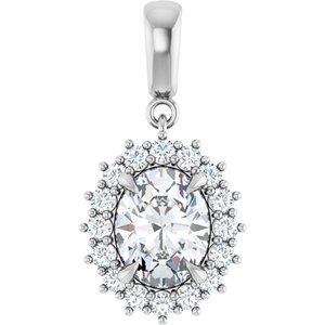 14Kx1 White Gold 9x7 mm Oval Pendant Mounting