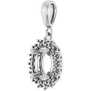 14K White Gold 9x7 mm Oval Pendant Mounting – image 4