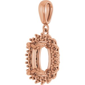 10K Rose Gold 10x8 mm Elongated Cushion Pendant Mounting – image 4