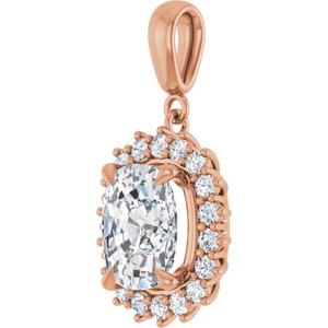 18K Rose Gold 10x8 mm Elongated Cushion Pendant Mounting – image 3