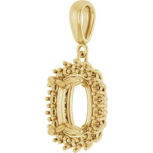 18K Yellow Gold 10x8 mm Elongated Cushion Pendant Mounting – image 4