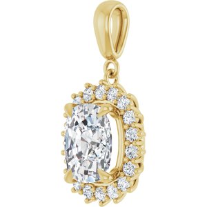 10K Yellow Gold 10x8 mm Elongated Cushion Pendant Mounting – image 3