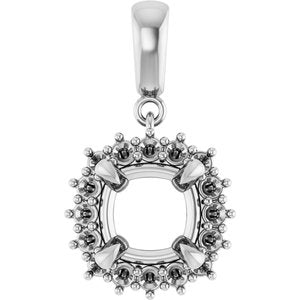 Sterling Silver 8x8 mm Cushion Pendant Mounting – image 2