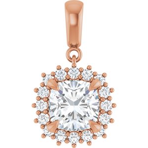 18K Rose Gold 8x8 mm Cushion Pendant Mounting