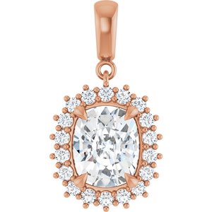10K Rose Gold 10x8 mm Elongated Cushion Pendant Mounting