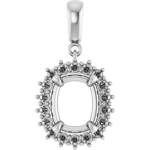 Sterling Silver 10x8 mm Elongated Cushion Pendant Mounting – image 2