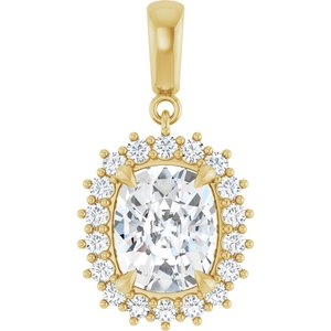 18K Yellow Gold 10x8 mm Elongated Cushion Pendant Mounting