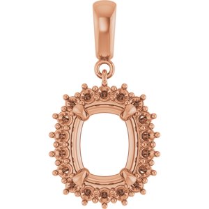 18K Rose Gold 10x8 mm Elongated Cushion Pendant Mounting – image 2