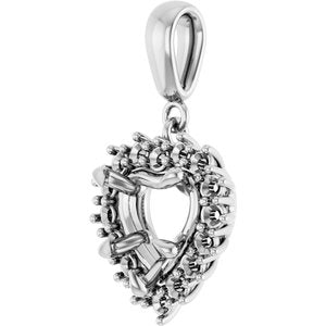 18K White Gold 8x8 mm Heart Pendant Mounting – image 4