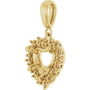 18K Yellow Gold 8x8 mm Heart Pendant Mounting – image 4