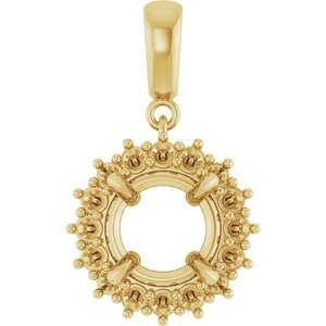 18K Yellow Gold 9 mm Round Pendant Mounting – image 2