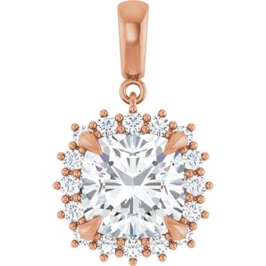 14K Rose Gold 10x10 mm Cushion Pendant Mounting
