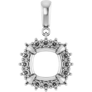 Continuum Sterling Silver 10x10 mm Cushion Pendant Mounting – image 2