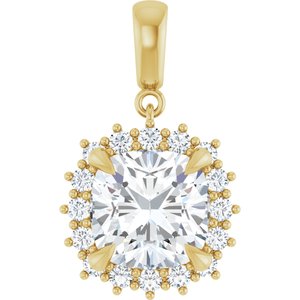14K Yellow Gold 10x10 mm Cushion Pendant Mounting