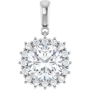 14K White Gold 10x10 mm Cushion Pendant Mounting