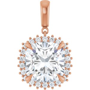 18K Rose Gold 14x14 mm Cushion Pendant Mounting