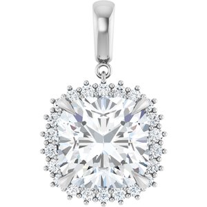 Platinum 14x14 mm Cushion Pendant Mounting