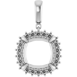 Platinum 14x14 mm Cushion Pendant Mounting – image 2