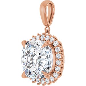 10K Rose Gold 14x14 mm Cushion Pendant Mounting – image 3