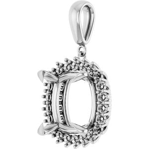 14Kx1 White Gold 14x14 mm Cushion Pendant Mounting – image 4