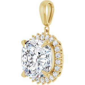 18K Yellow Gold 14x14 mm Cushion Pendant Mounting – image 3