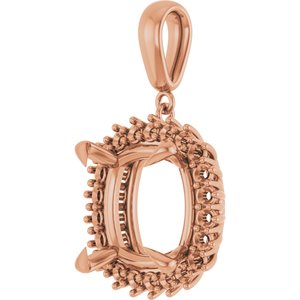 10K Rose Gold 14x14 mm Cushion Pendant Mounting – image 4