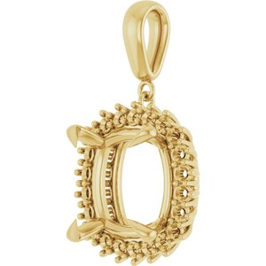 18K Yellow Gold 14x14 mm Cushion Pendant Mounting – image 4
