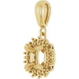 10K Yellow Gold 6x6 mm Cushion Pendant Mounting – image 4