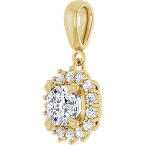 18K Yellow Gold 6x6 mm Cushion Pendant Mounting – image 3