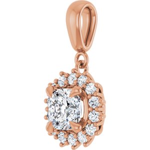 18K Rose Gold 6x6 mm Cushion Pendant Mounting – image 3
