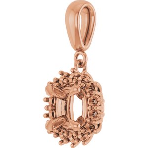 10K Rose Gold 6x6 mm Cushion Pendant Mounting – image 4