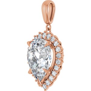 10K Rose Gold 16x12 mm Pear Pendant Mounting – image 3