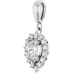 14K White Gold 7x5 mm Pear Pendant Mounting – image 3
